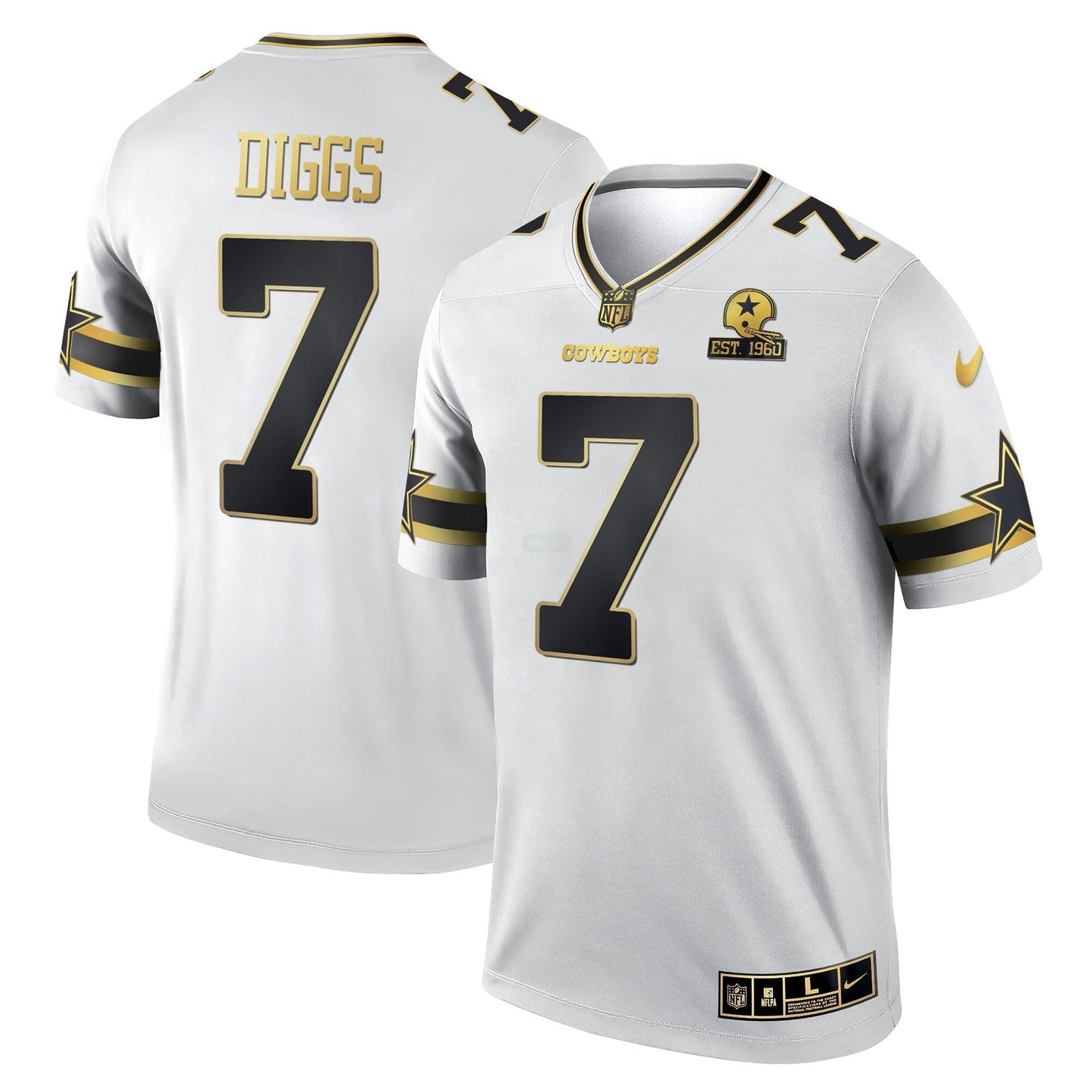 Camisa NFL Men’s Black & Branca Dourada Game Team Est 1960 Patch