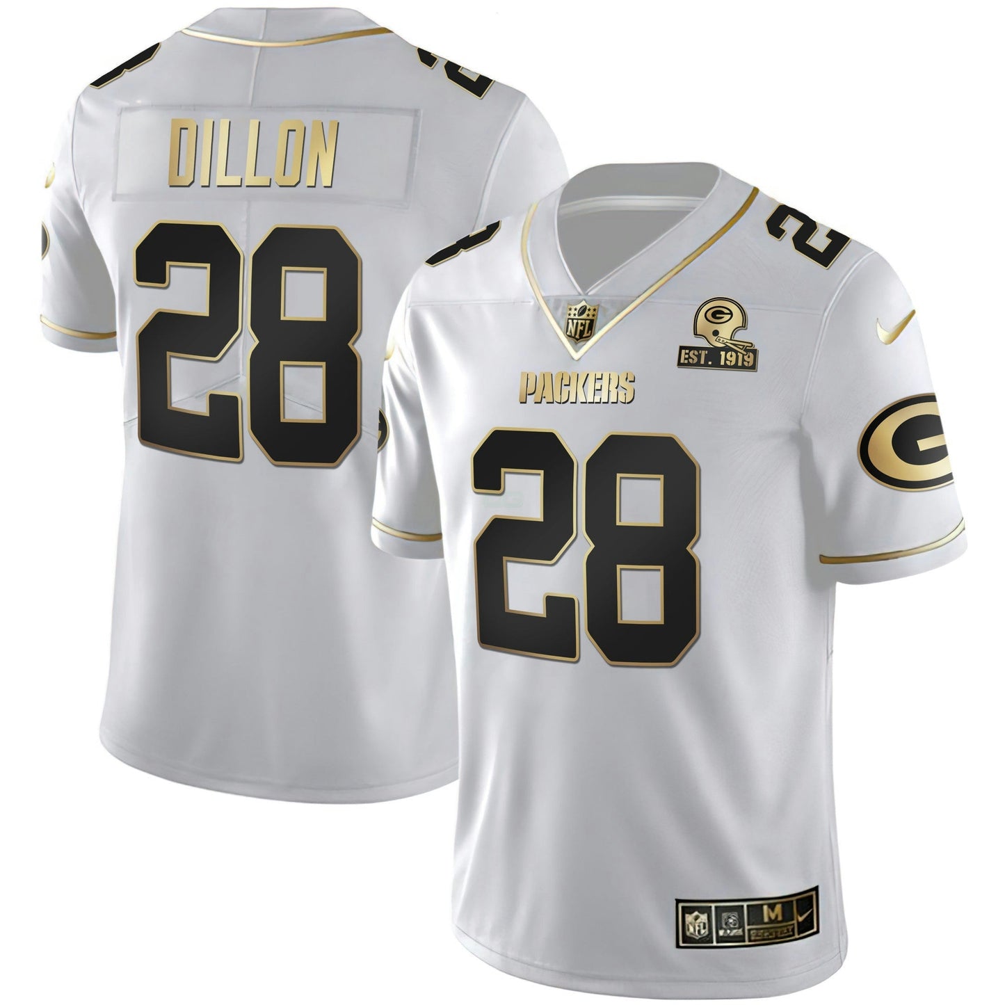 Camisa NFL Men’s Branca Dourada & Preta Dourada Est 1919 Patch