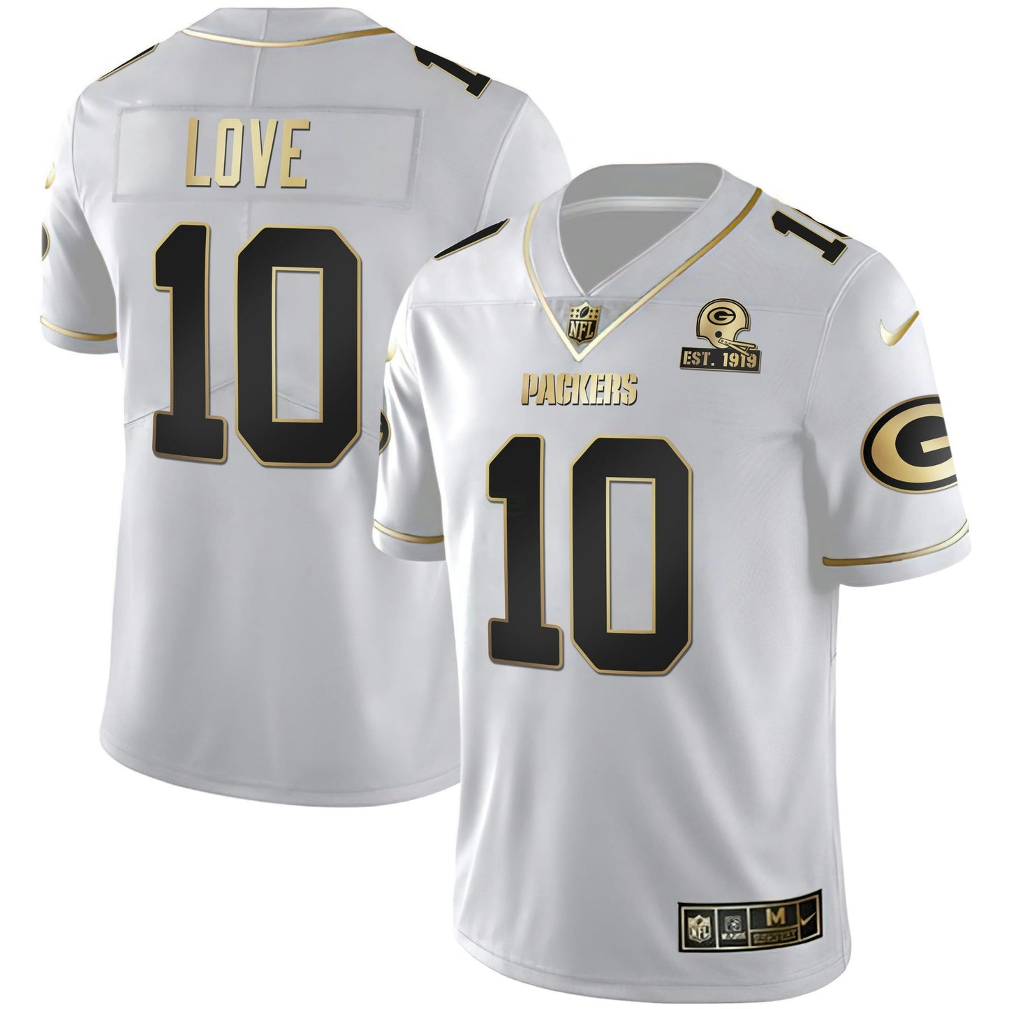 Camisa NFL Men’s Branca Dourada & Preta Dourada Est 1919 Patch