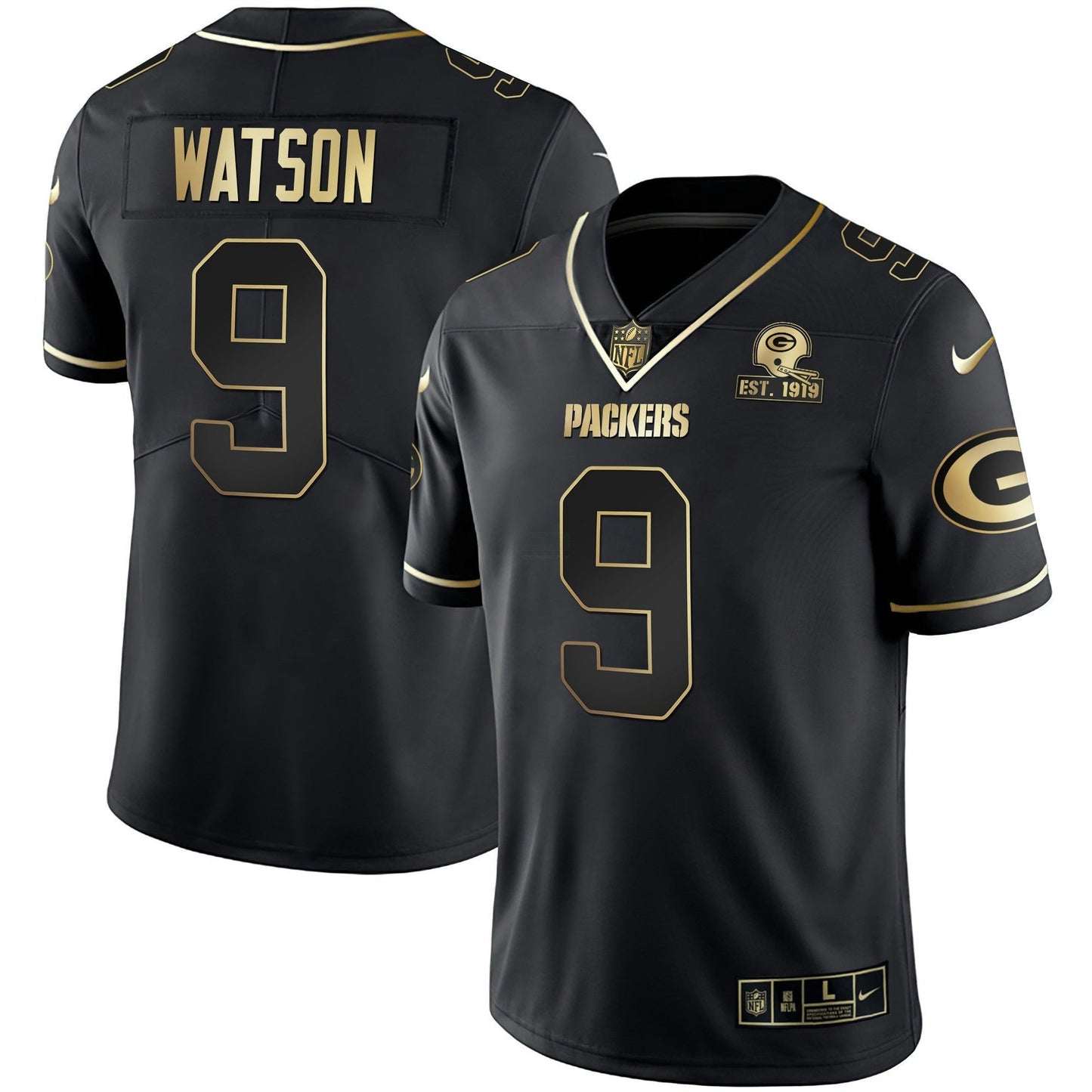 Camisa NFL Men’s Branca Dourada & Preta Dourada Est 1919 Patch