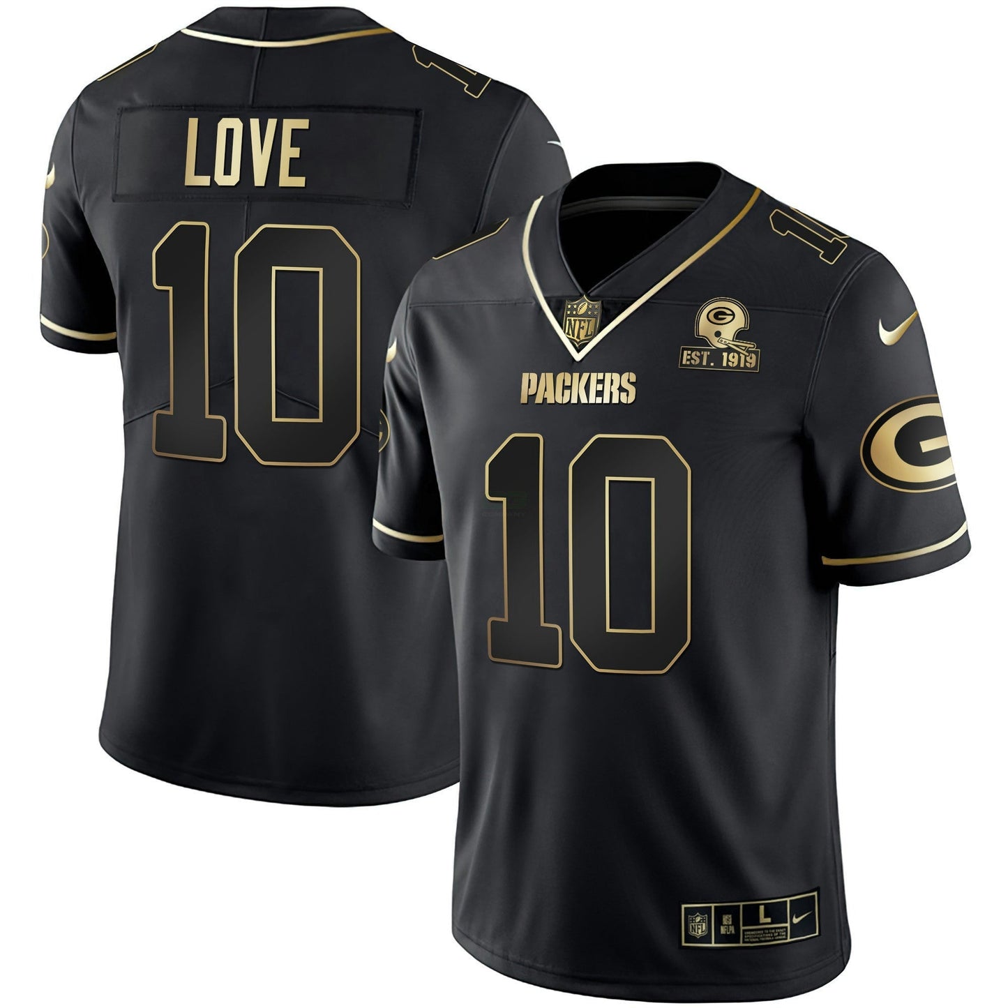 Camisa NFL Men’s Branca Dourada & Preta Dourada Est 1919 Patch