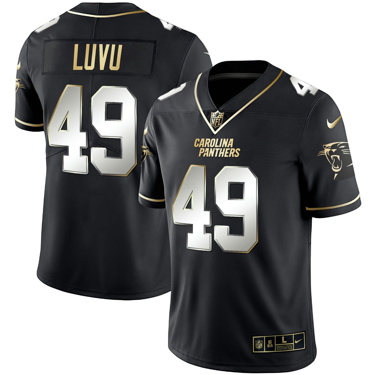 Camisa NFL Men’s Carolina Preta Dourada & Branca Dourada Vapor Limited Jersey