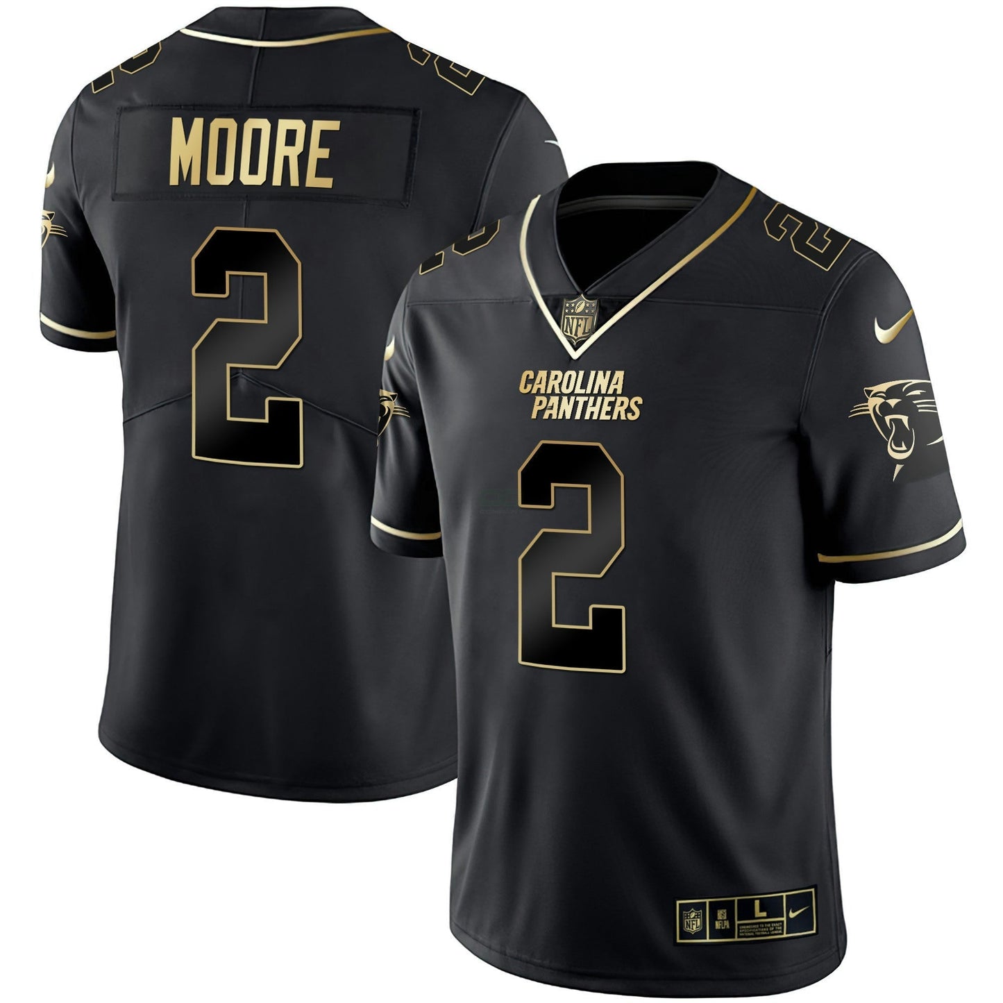 Camisa NFL Men’s Carolina Preta Dourada & Branca Dourada Vapor Limited Jersey