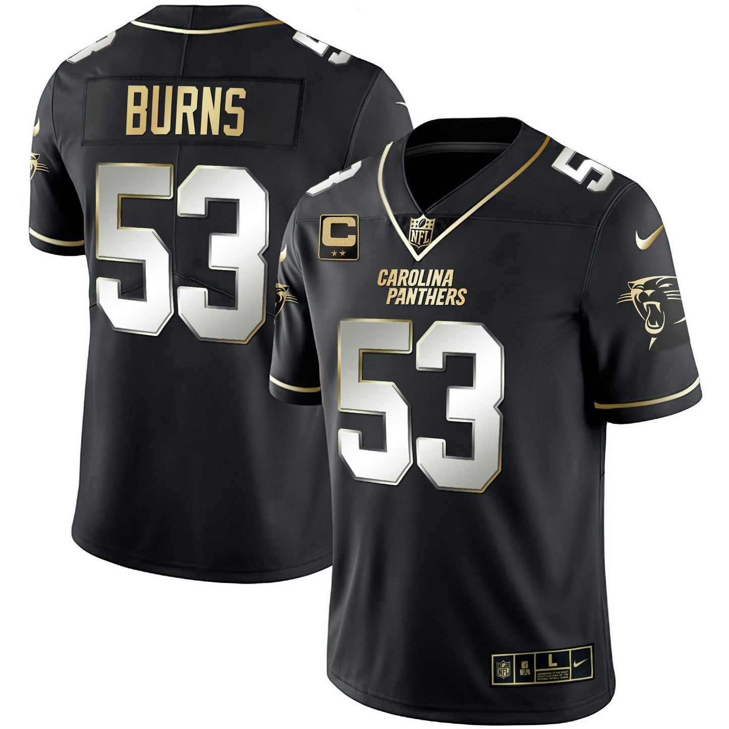 Camisa NFL Men’s Carolina Preta Dourada & Branca Dourada Vapor Limited Jersey