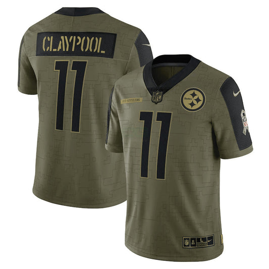 Camisa NFL Men’s Chase Claypool Pittsburgh 2021 Salute To Service Limited Player Jersey – Olive - Salute To Service