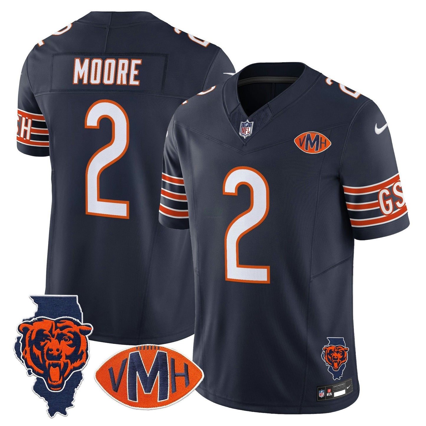 Camisa NFL Men’s Chicago Virginia McCaskey Memorial Patch Vapor Jersey
