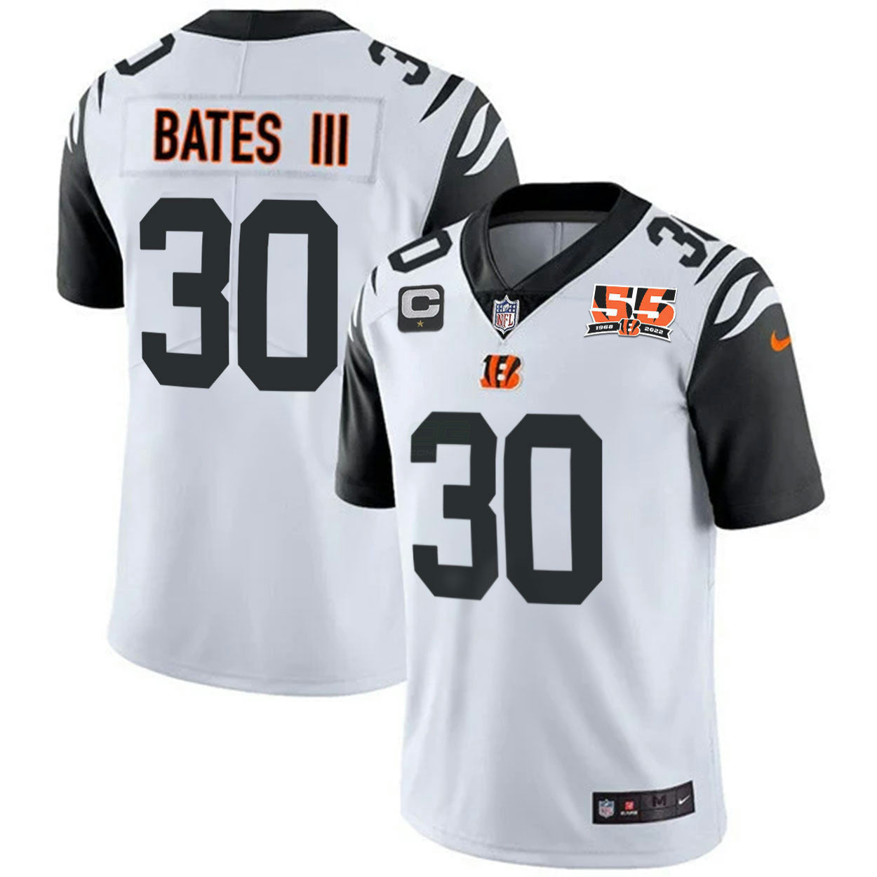 Camisa NFL Men’s Cincinnati 55th 1968 – 2022 Anniversary Patch Player Vapor Limited Jersey