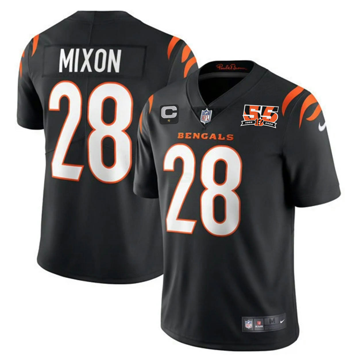 Camisa NFL Men’s Cincinnati 55th 1968 – 2022 Anniversary Patch Player Vapor Limited Jersey