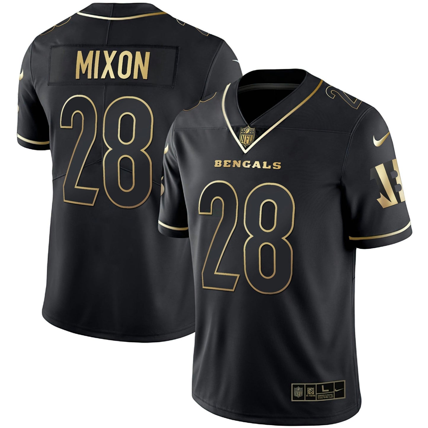 Camisa NFL Men’s Cincinnati Branca Dourada & Preta Dourada Jersey