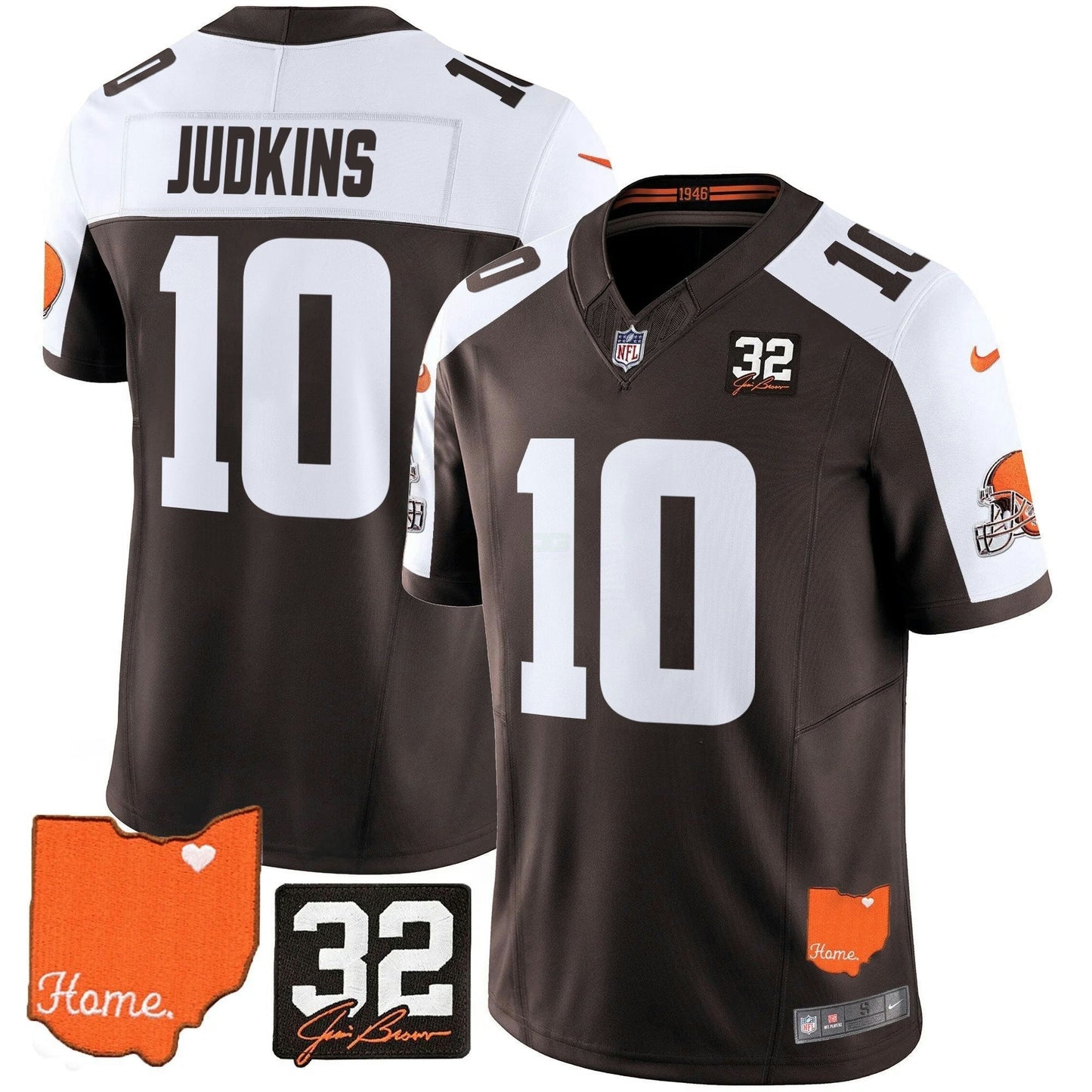 Camisa NFL Men’s Cleveland 2025 Jim Brown Memorial & Home Patch Vapor Limited Jersey