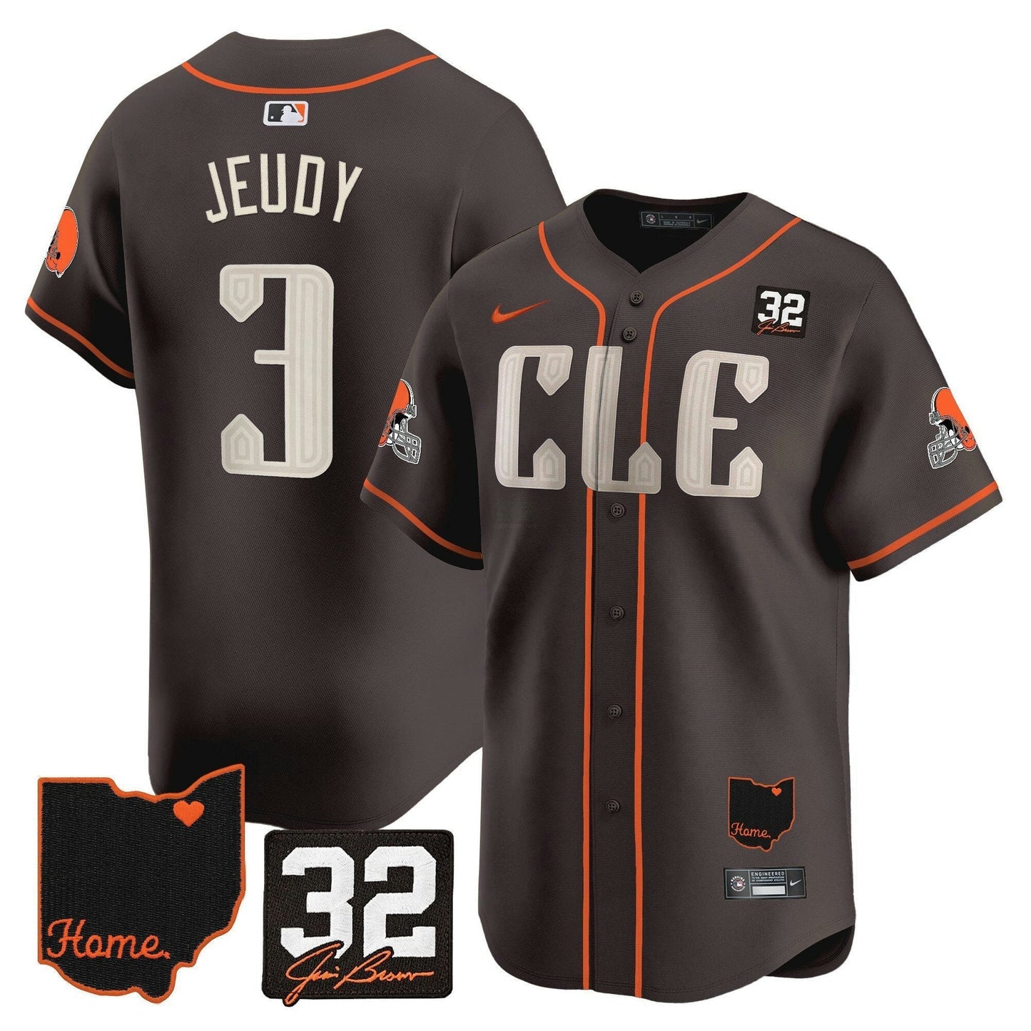 Camisa NFL Men’s Cleveland 2025 Jim Brown Memorial & Home Patch Vapor Premier Limited Jersey