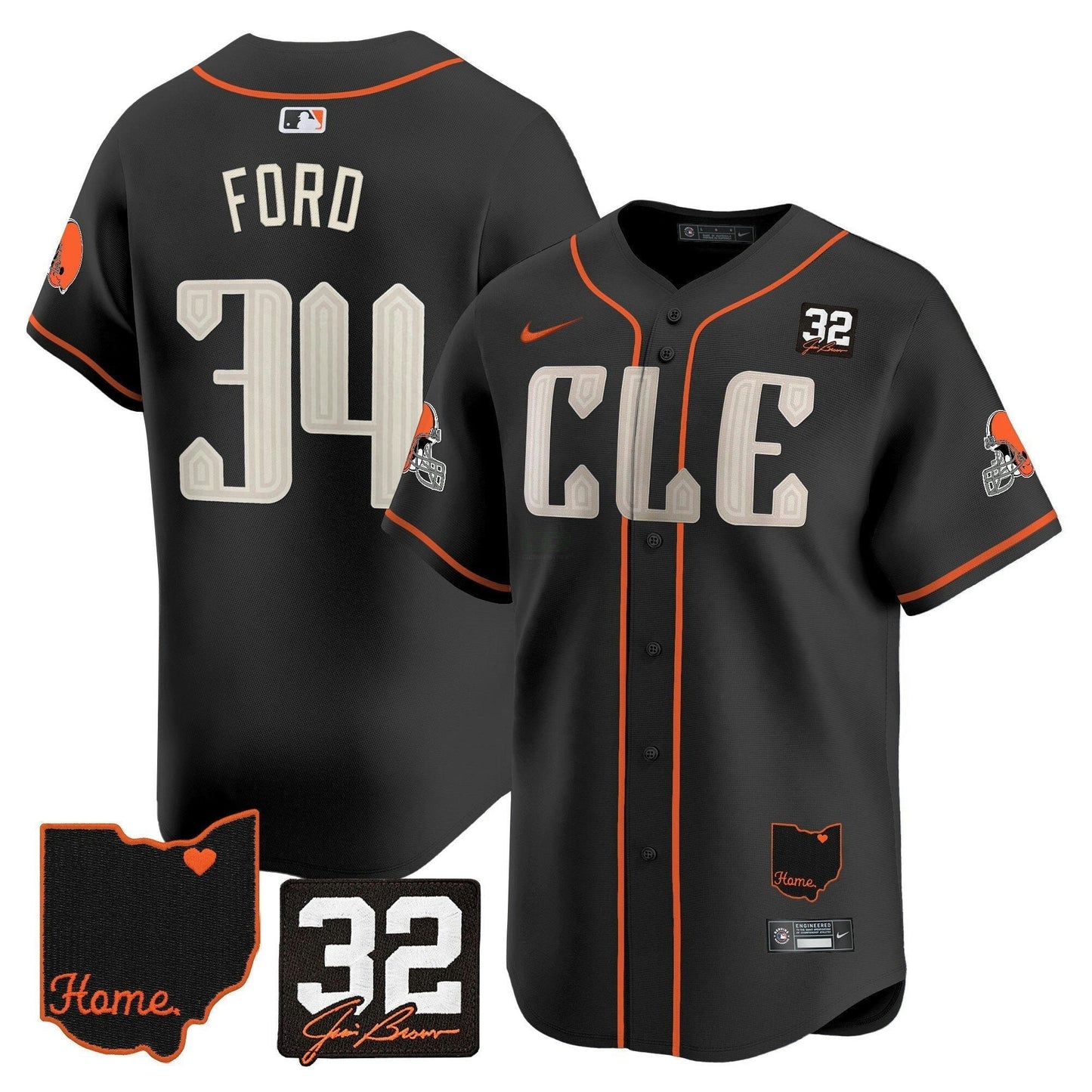 Camisa NFL Men’s Cleveland 2025 Jim Brown Memorial & Home Patch Vapor Premier Limited Jersey