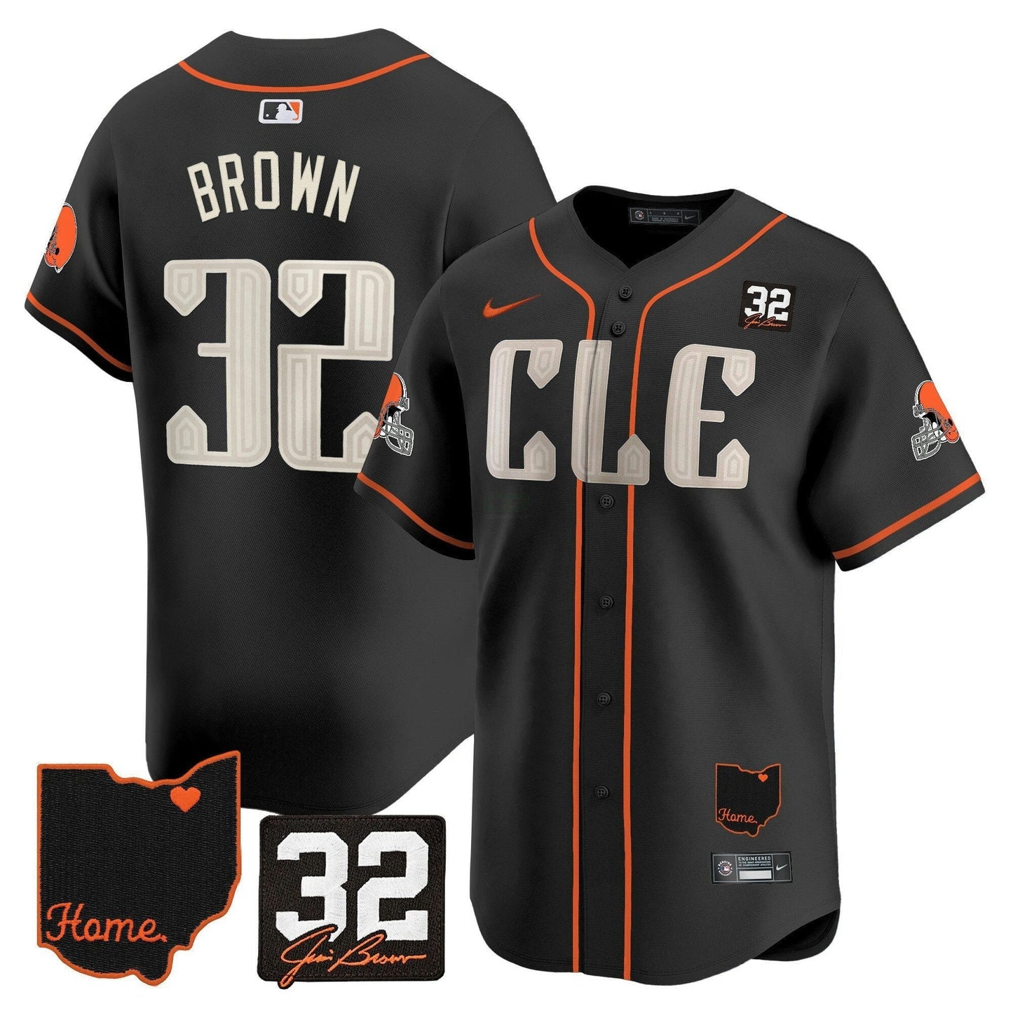 Camisa NFL Men’s Cleveland 2025 Jim Brown Memorial & Home Patch Vapor Premier Limited Jersey