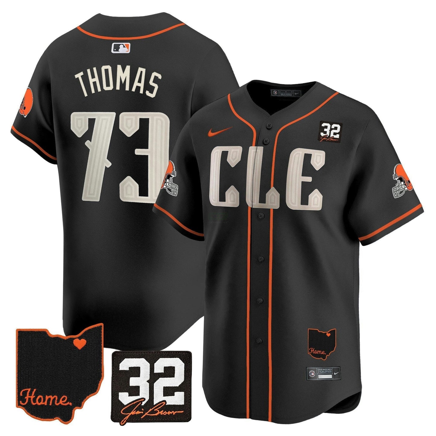 Camisa NFL Men’s Cleveland 2025 Jim Brown Memorial & Home Patch Vapor Premier Limited Jersey