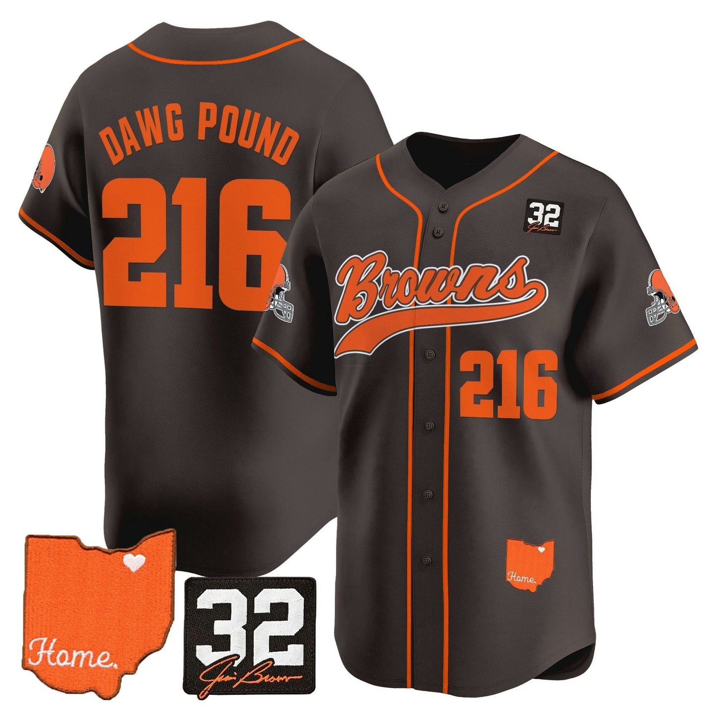 Camisa NFL Men’s Cleveland ‘#32 Jim Brown Memorial & Home Patch’ Vapor Jersey