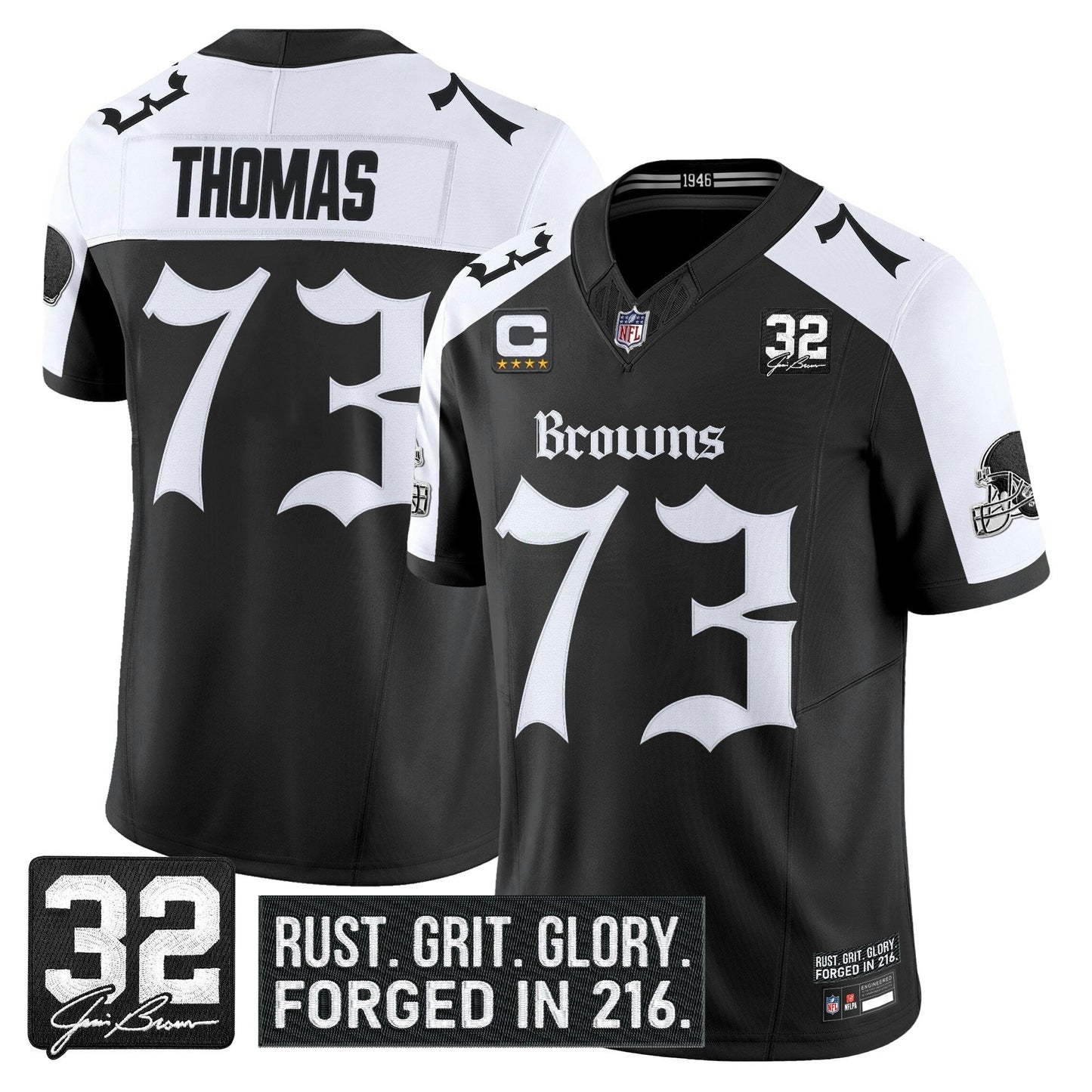 Camisa NFL Men’s Cleveland ‘Gothic Dawg Shadows Drop’ Vapor Limited Jersey