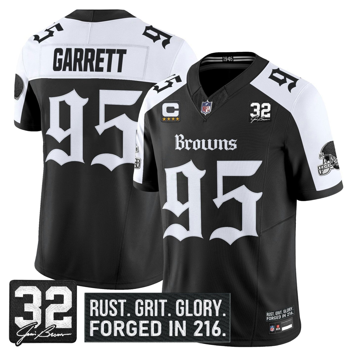Camisa NFL Men’s Cleveland ‘Gothic Dawg Shadows Drop’ Vapor Limited Jersey