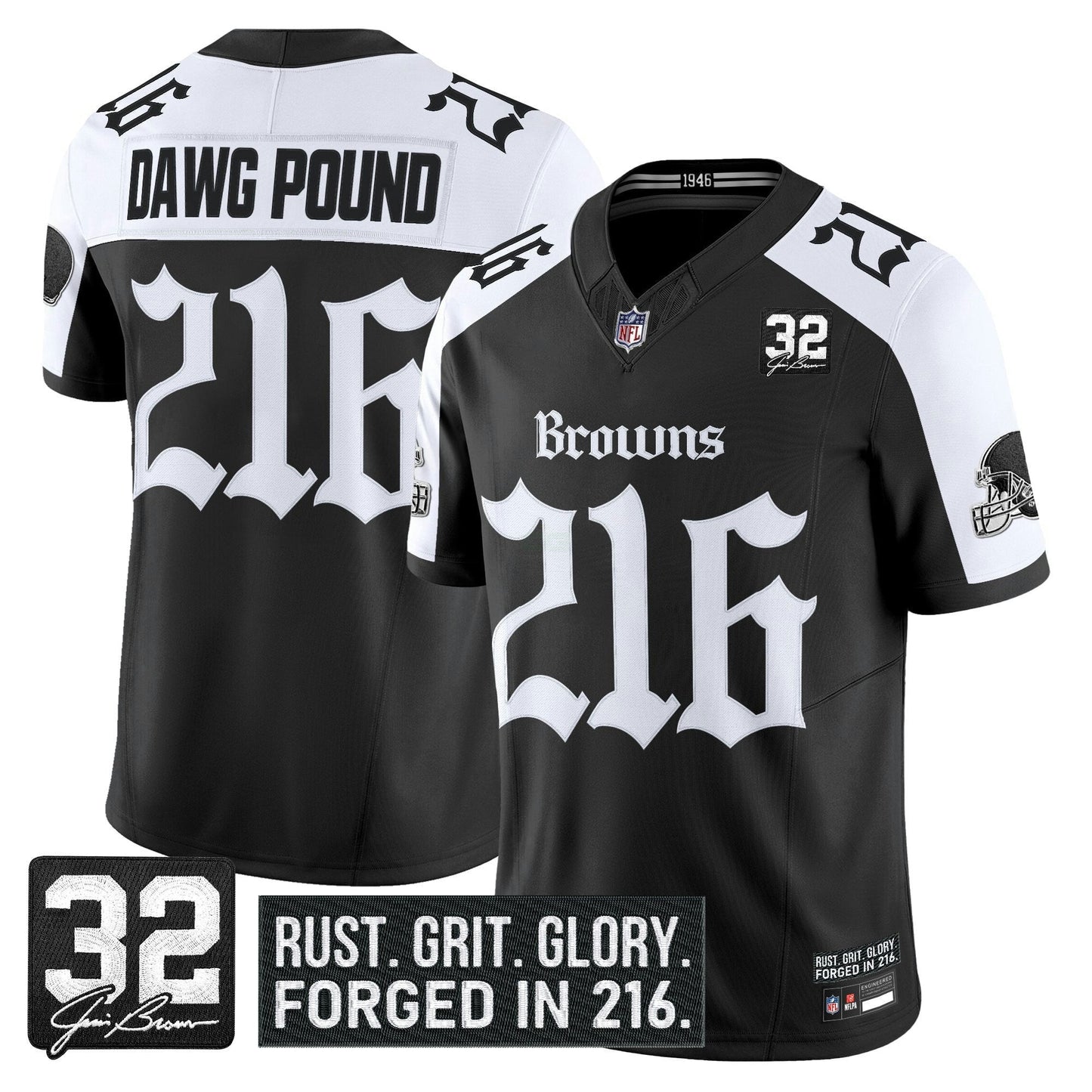 Camisa NFL Men’s Cleveland ‘Gothic Dawg Shadows Drop’ Vapor Limited Jersey