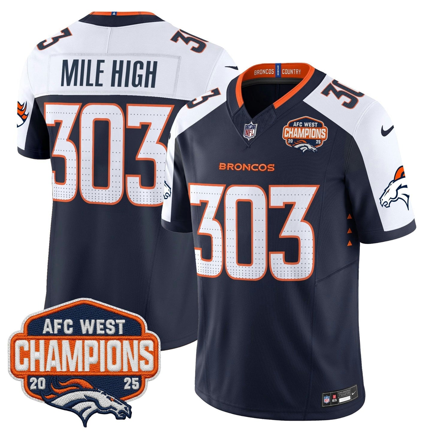 Camisa NFL Men’s Denver 2025 AFC West Division Champions Vapor Limited Jersey
