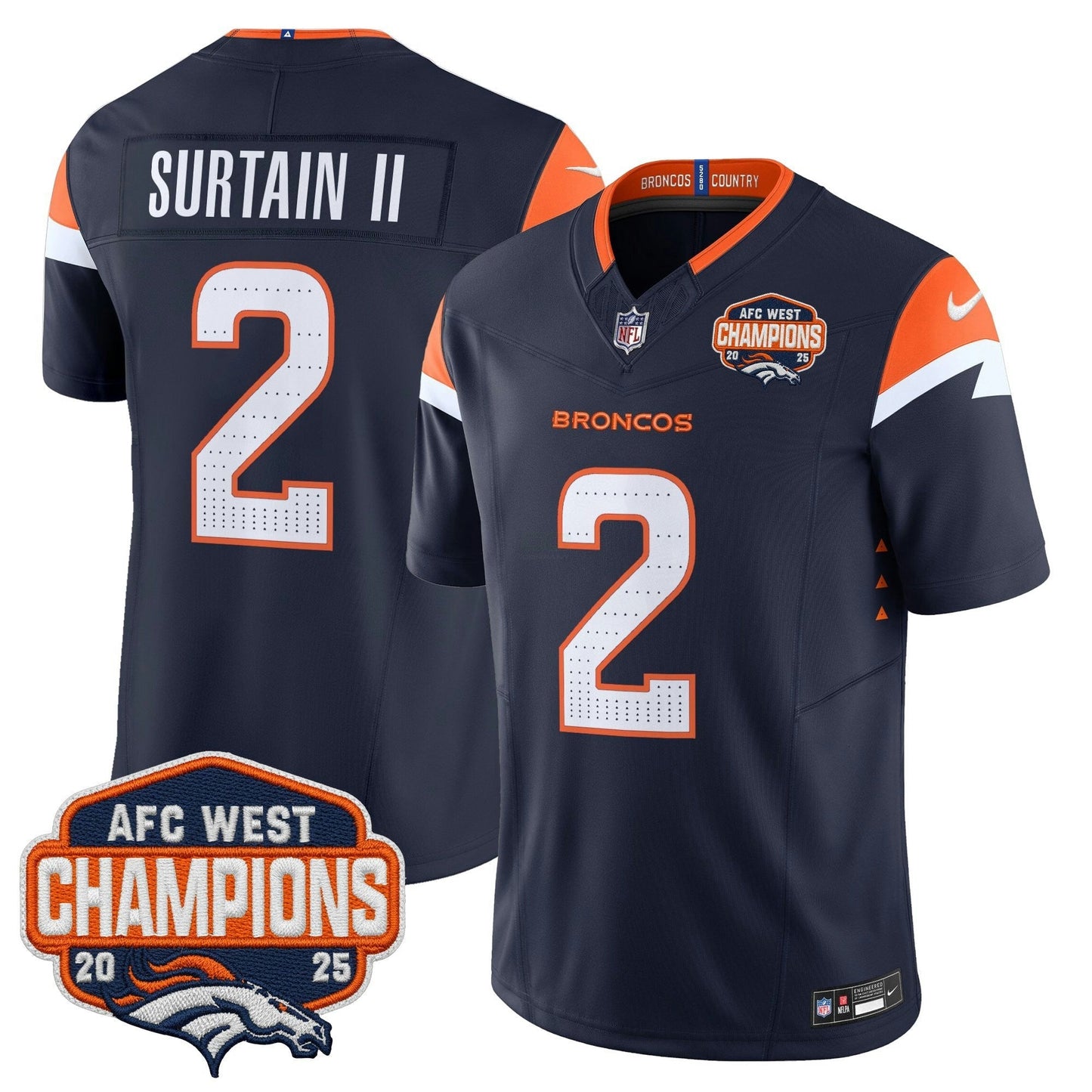 Camisa NFL Men’s Denver 2025 AFC West Division Champions Vapor Limited Jersey