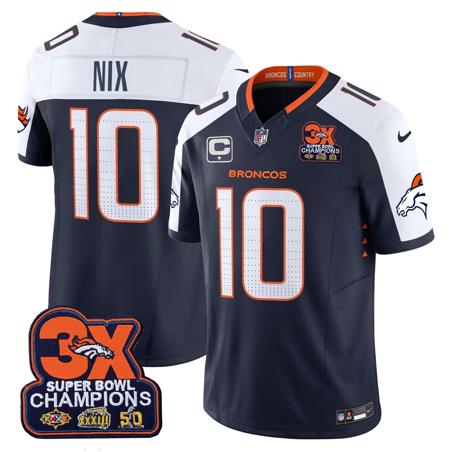 Camisa NFL Men’s Denver 3-Time Champions Patch Vapor Limited Jersey