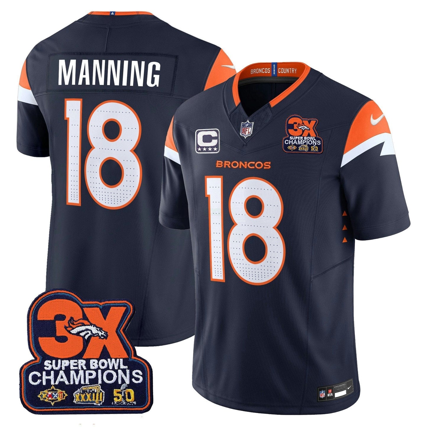 Camisa NFL Men’s Denver 3-Time Champions Patch Vapor Limited Jersey
