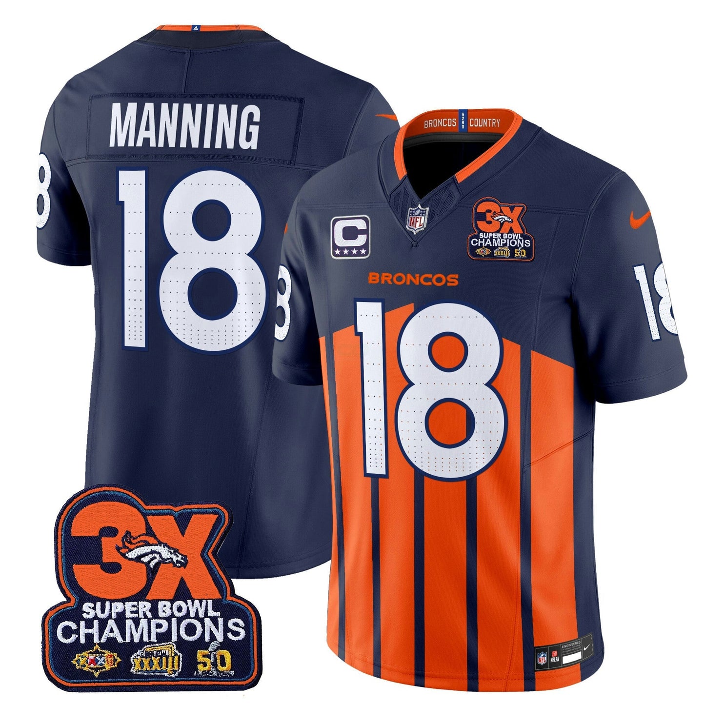 Camisa NFL Men’s Denver 3-Time Champions Patch Vapor Limited Jersey V2