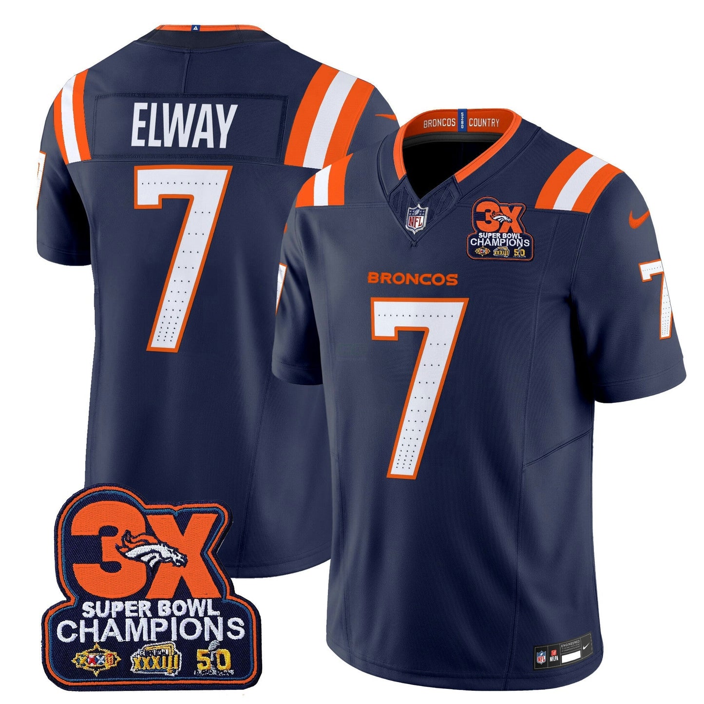 Camisa NFL Men’s Denver 3-Time Champions Patch Vapor Limited Jersey V2