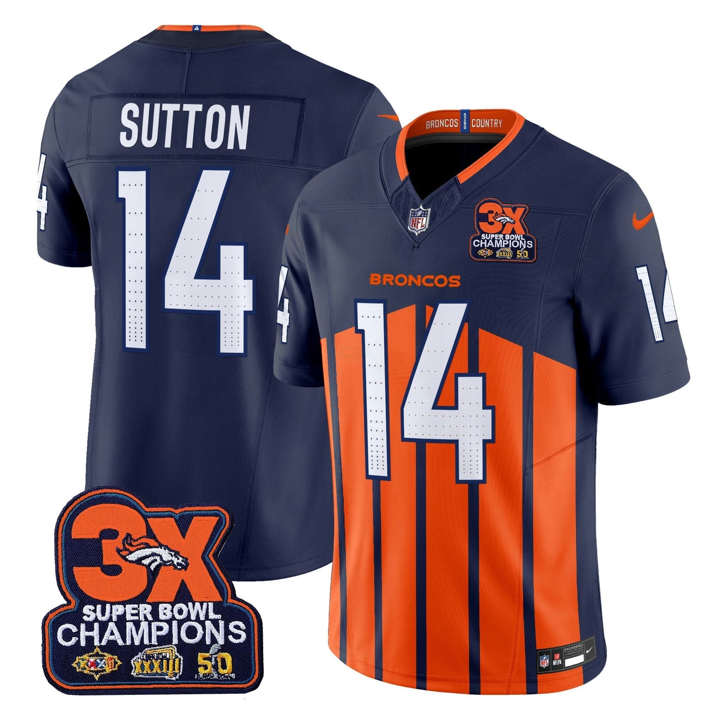 Camisa NFL Men’s Denver 3-Time Champions Patch Vapor Limited Jersey V2