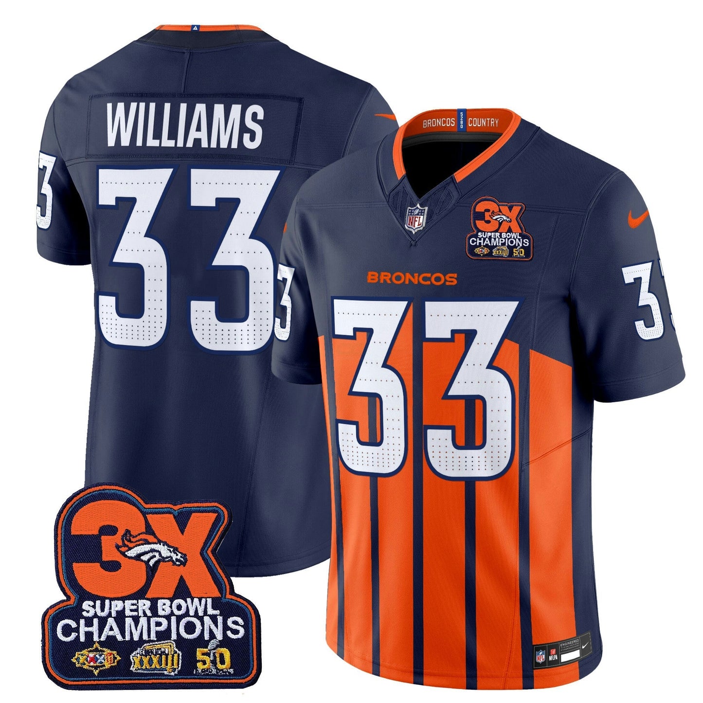 Camisa NFL Men’s Denver 3-Time Champions Patch Vapor Limited Jersey V2