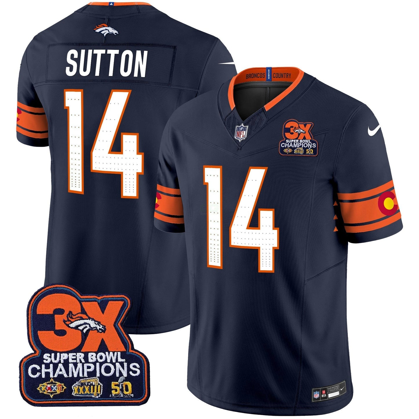 Camisa NFL Men’s Denver 3x Patch “Colorado Flag” Vapor Limited Jersey