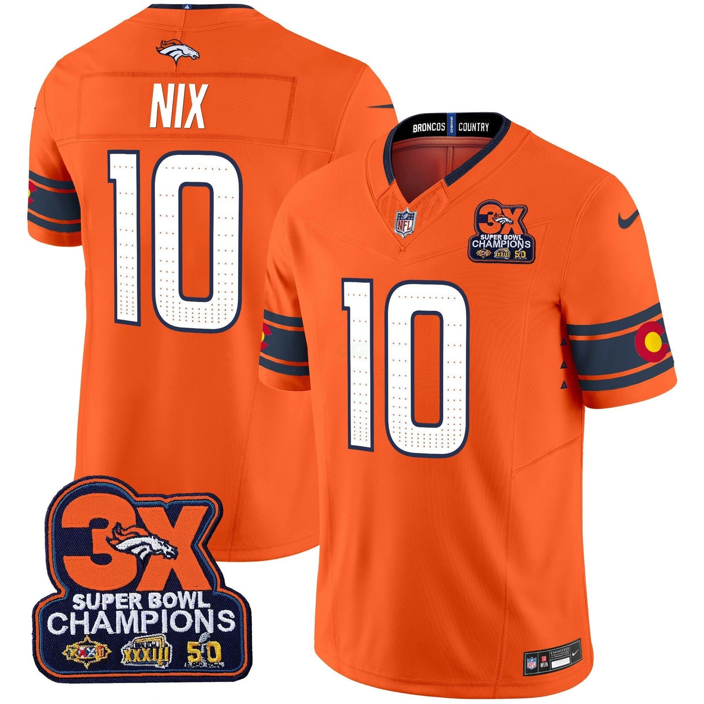 Camisa NFL Men’s Denver 3x Patch “Colorado Flag” Vapor Limited Jersey