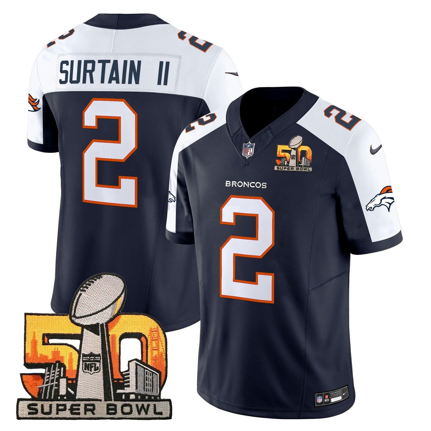 Camisa NFL Men’s Denver Super Bowl 50 Patch Vapor Limited Jersey