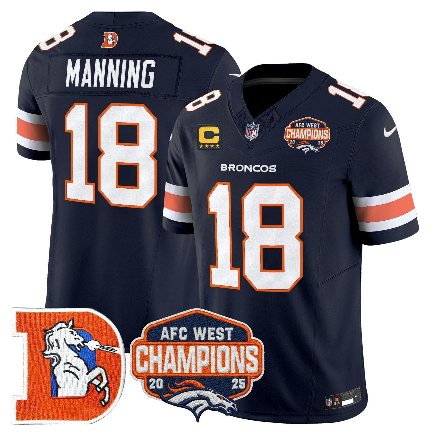 Camisa NFL Men’s Denver Throwback Vapor Limited Jersey – 2025 AFC West Division Champions Patch
