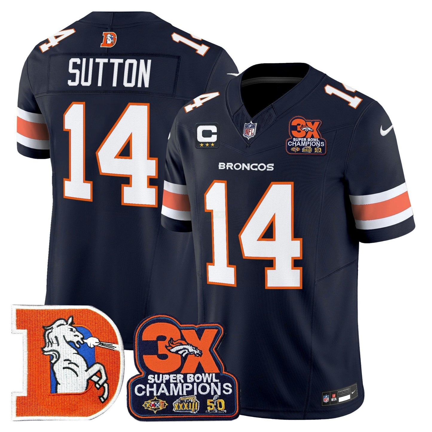 Camisa NFL Men’s Denver Throwback Vapor Limited Jersey – 3-Time Champions Patch