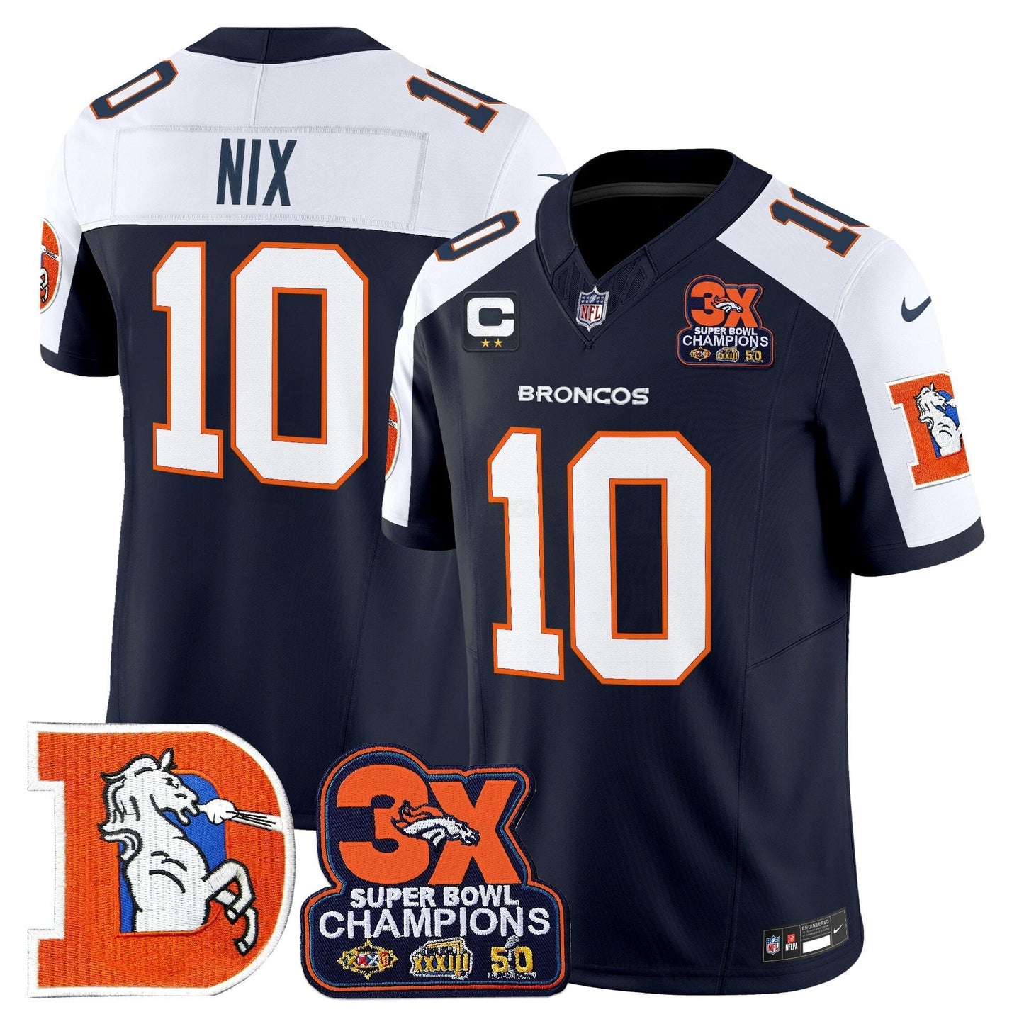 Camisa NFL Men’s Denver Throwback Vapor Limited Jersey – 3-Time Champions Patch