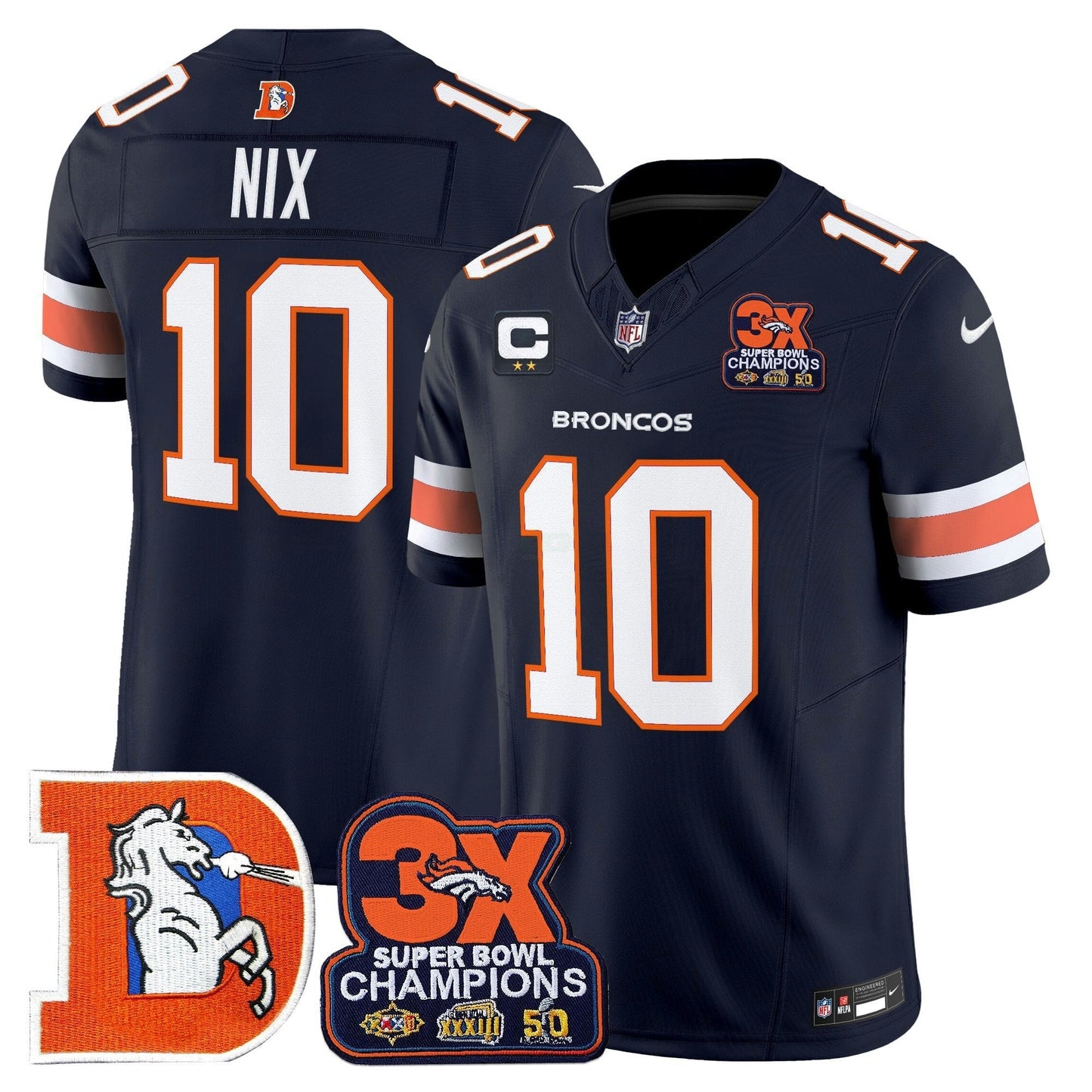 Camisa NFL Men’s Denver Throwback Vapor Limited Jersey – 3-Time Champions Patch