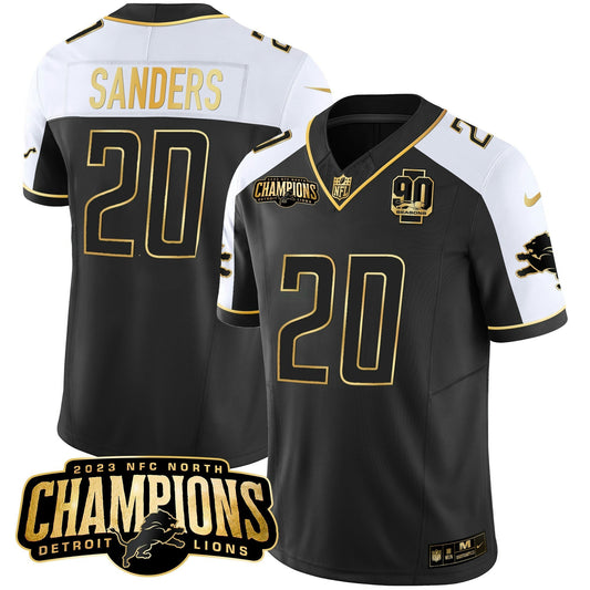 Camisa NFL Men’s Detroit 2023 NFC North Champions Patch Dourada Vapor Jersey V2