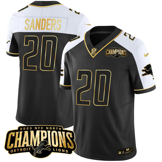 Camisa NFL Men’s Detroit 2023 NFC North Champions Patch Dourada Vapor Jersey