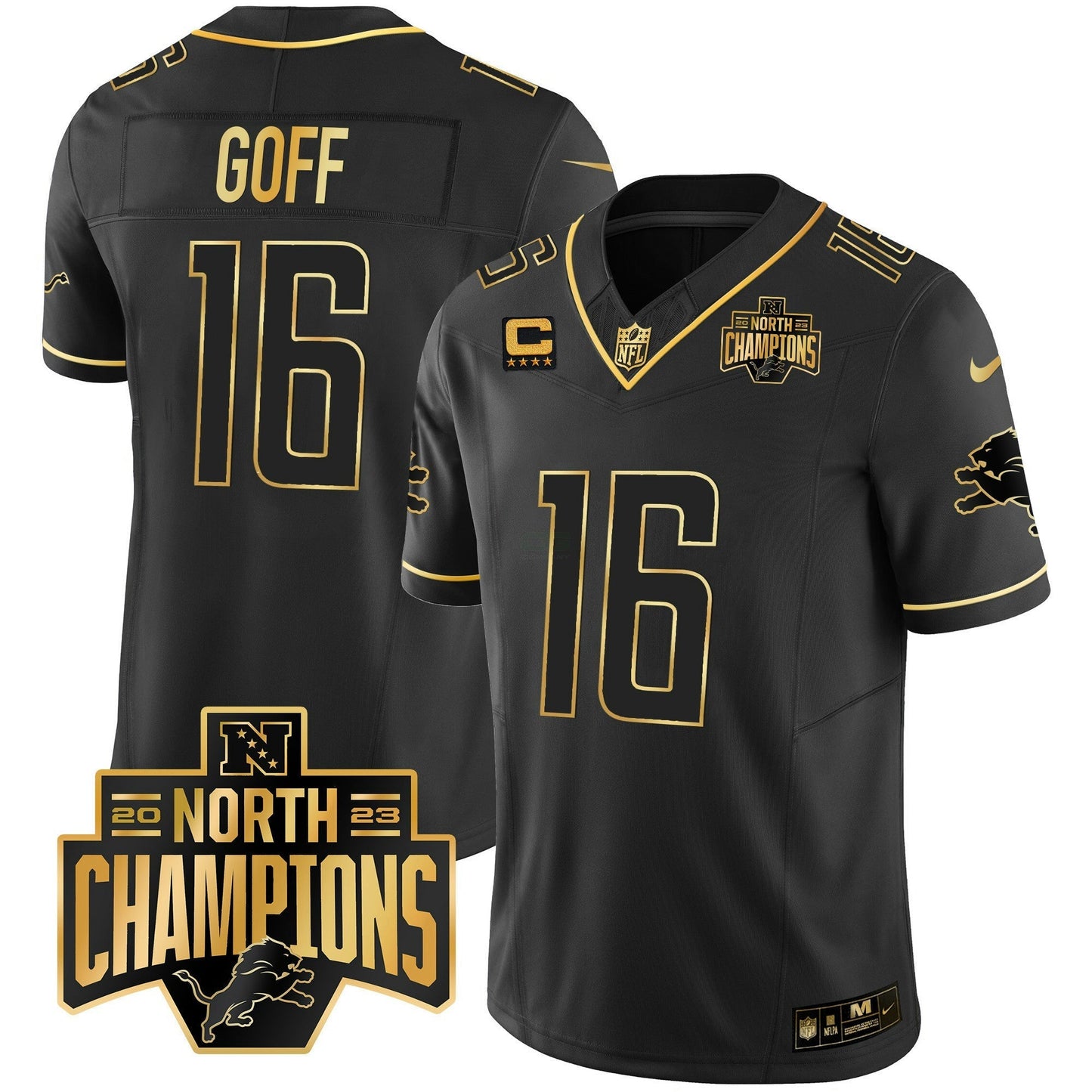 Camisa NFL Men’s Detroit 2023 NFC North Division Champions Patch Vapor Dourada Jersey