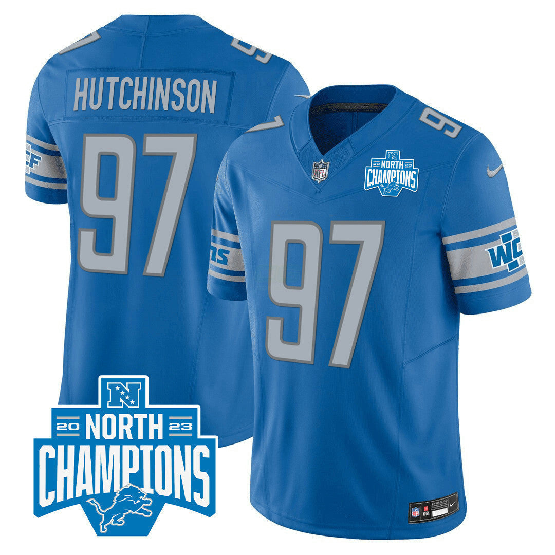 Camisa NFL Men’s Detroit 2023 NFC North Division Champions Patch Vapor Jersey