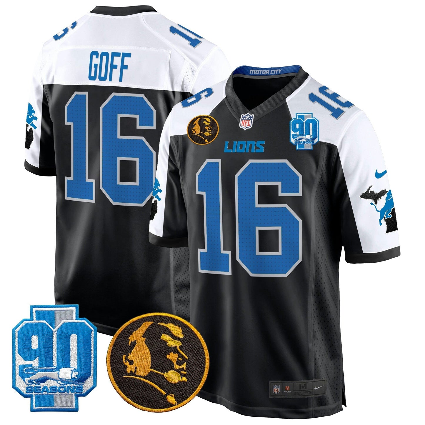 Camisa NFL Men’s Detroit 2024 90th & John Madden Patch Game Jersey