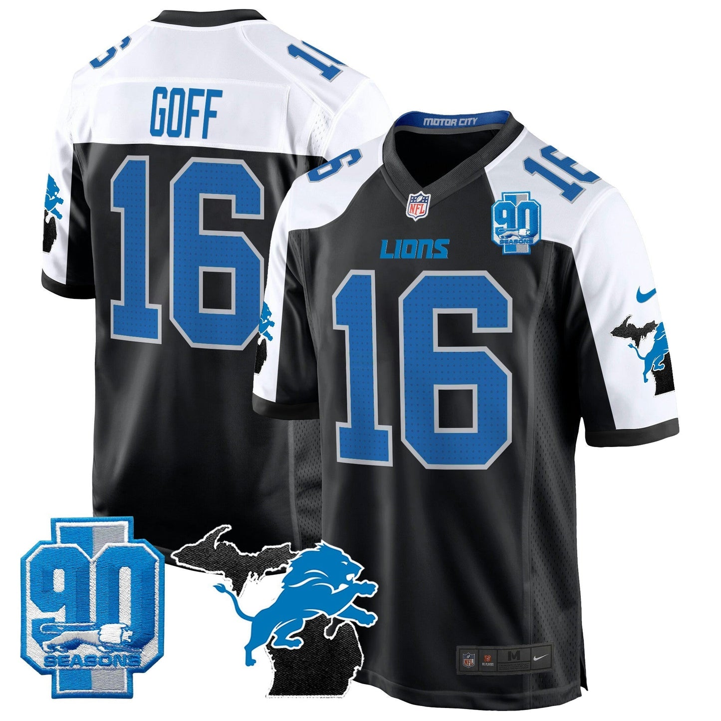 Camisa NFL Men’s Detroit 2024 Michigan & 90th Year Patch Game Jersey