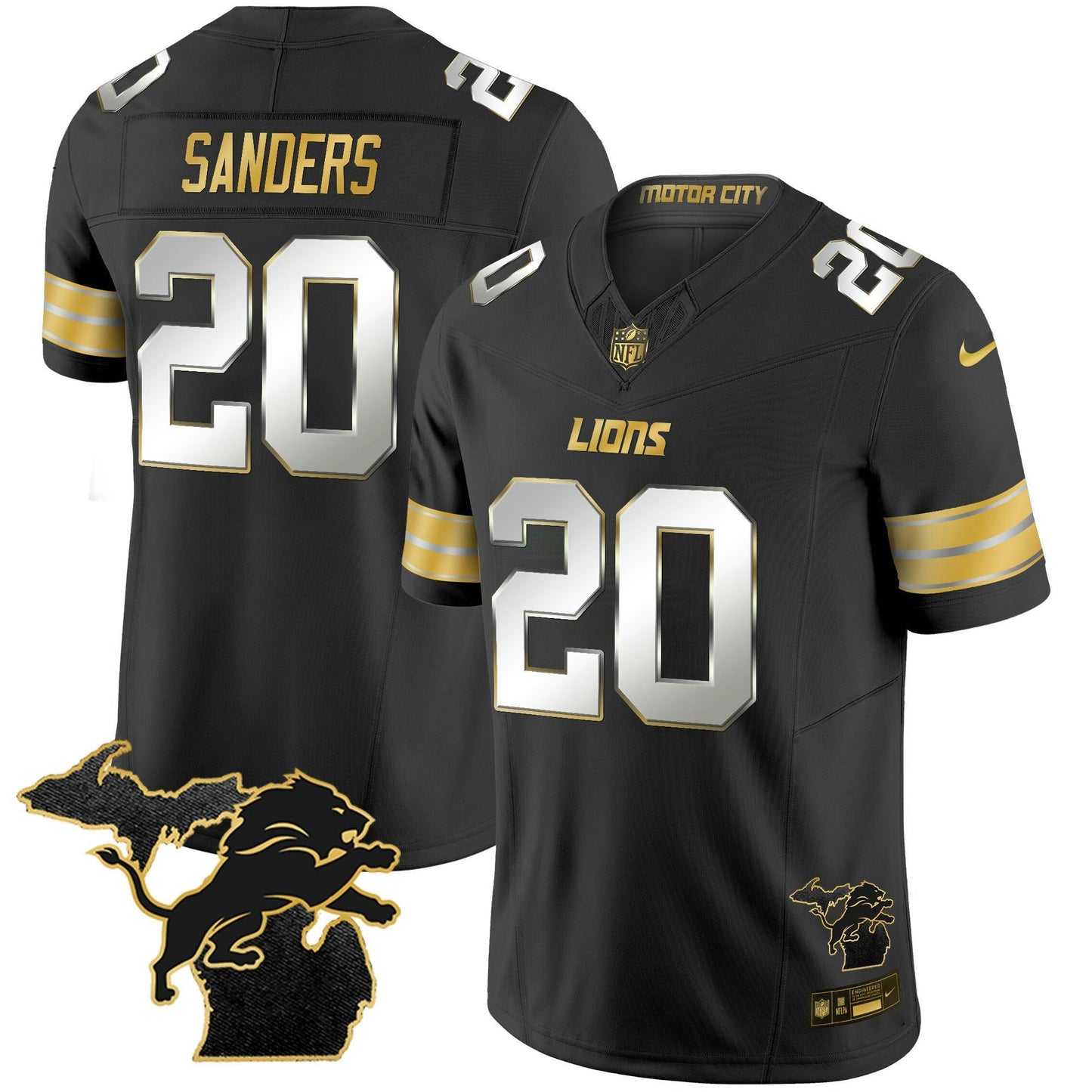 Camisa NFL Men’s Detroit 2024 Michigan Patch Dourada Vapor Jersey