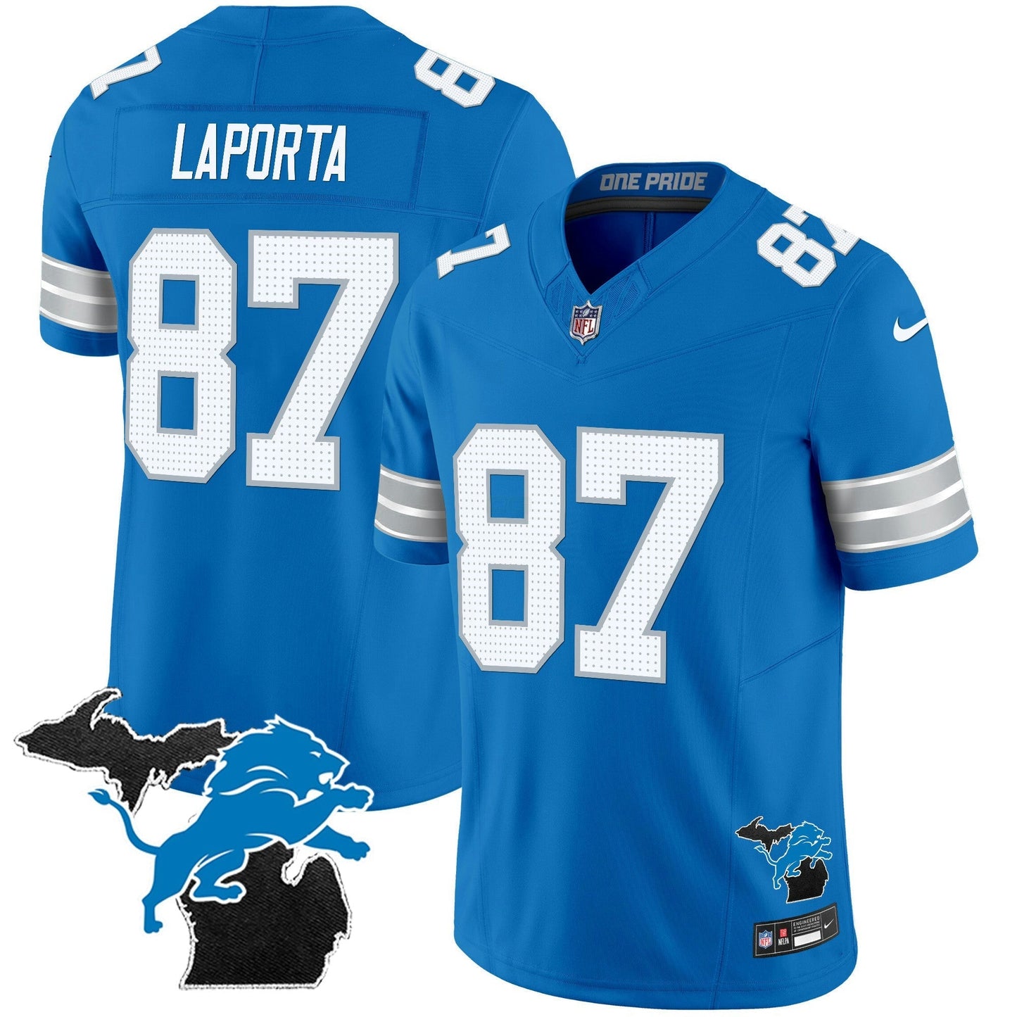 Camisa NFL Men’s Detroit 2024 Michigan Patch Vapor Limited Jersey