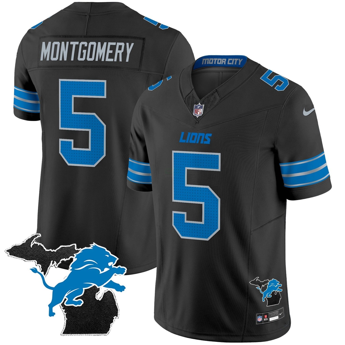Camisa NFL Men’s Detroit 2024 Michigan Patch Vapor Limited Jersey