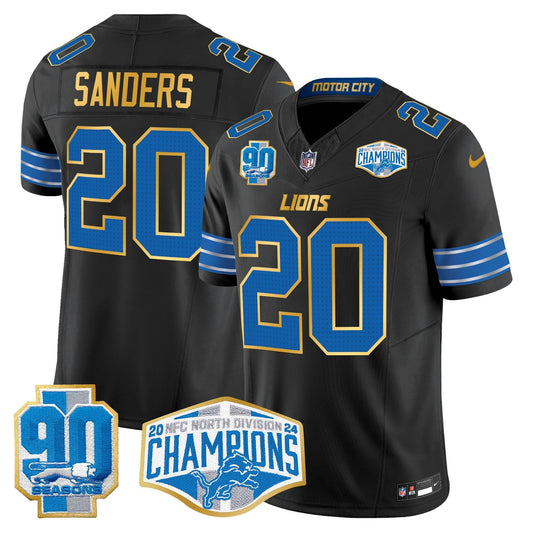 Camisa NFL Men’s Detroit 2024 NFC North Division Champions Patch Dourada Trim Vapor Limited Jersey