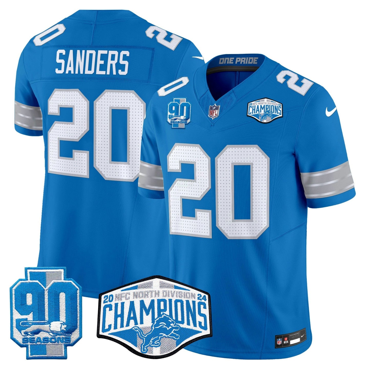 Camisa NFL Men’s Detroit 2024 NFC North Division Champions Patch Vapor Limited Jersey