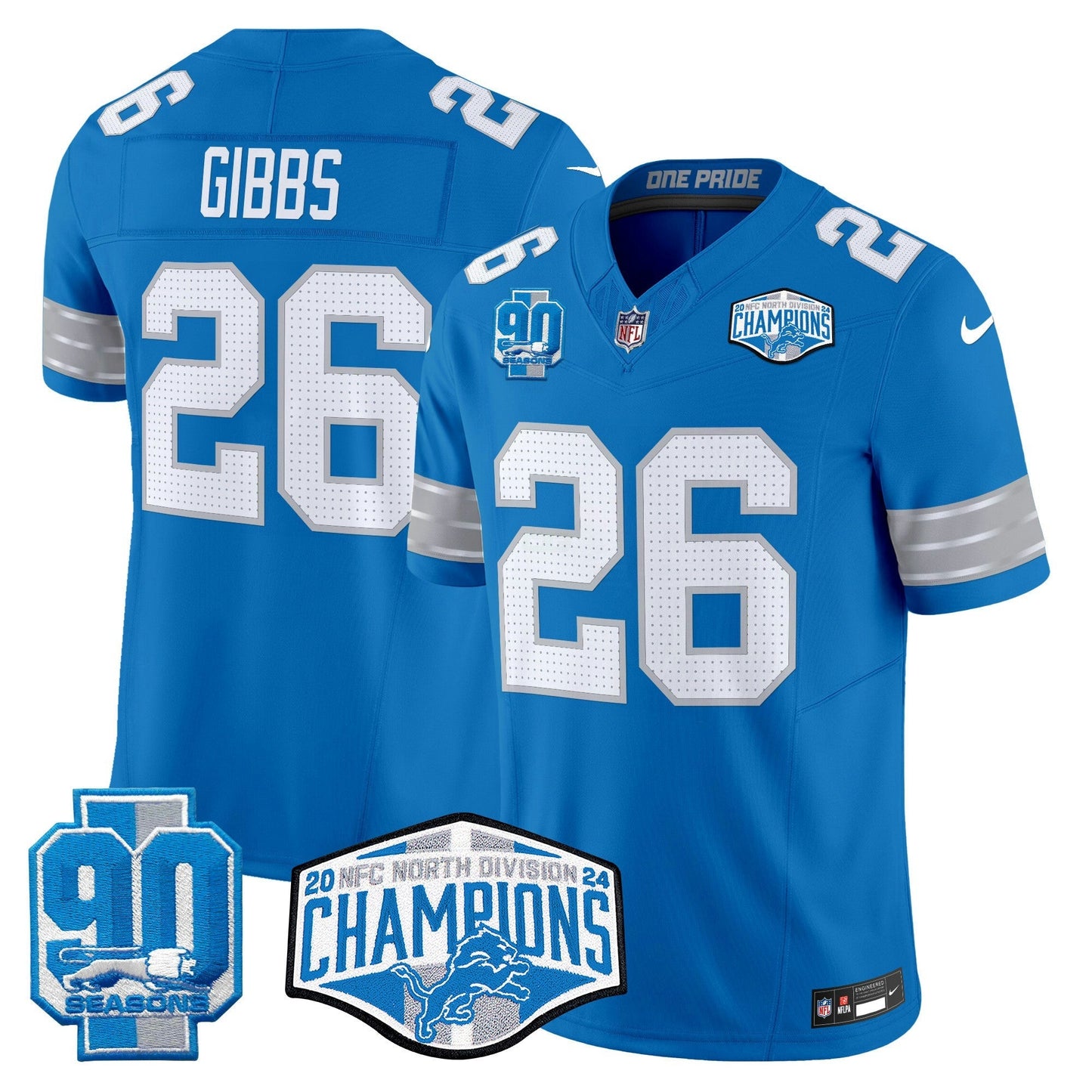 Camisa NFL Men’s Detroit 2024 NFC North Division Champions Patch Vapor Limited Jersey