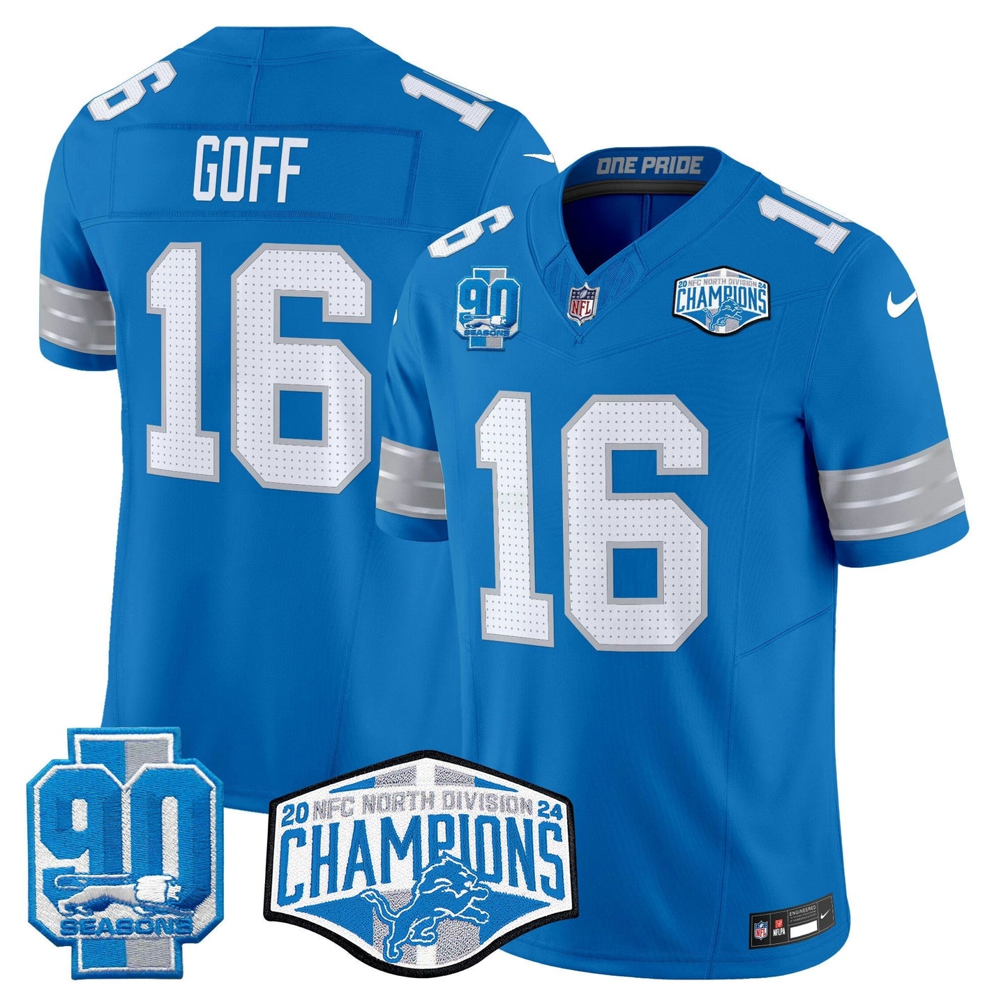 Camisa NFL Men’s Detroit 2024 NFC North Division Champions Patch Vapor Limited Jersey